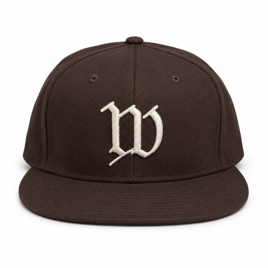 “W” Fitted Hat Brown (Puffy Embroidery Edition)